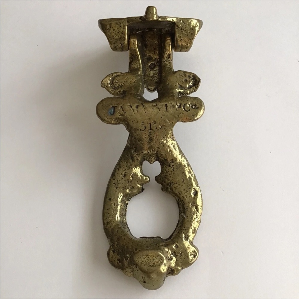 Brass Door Knocker 8 1/2” Byzantine Style Burnished Scroll Ornate Heavy Vintage - Picture 10 of 12